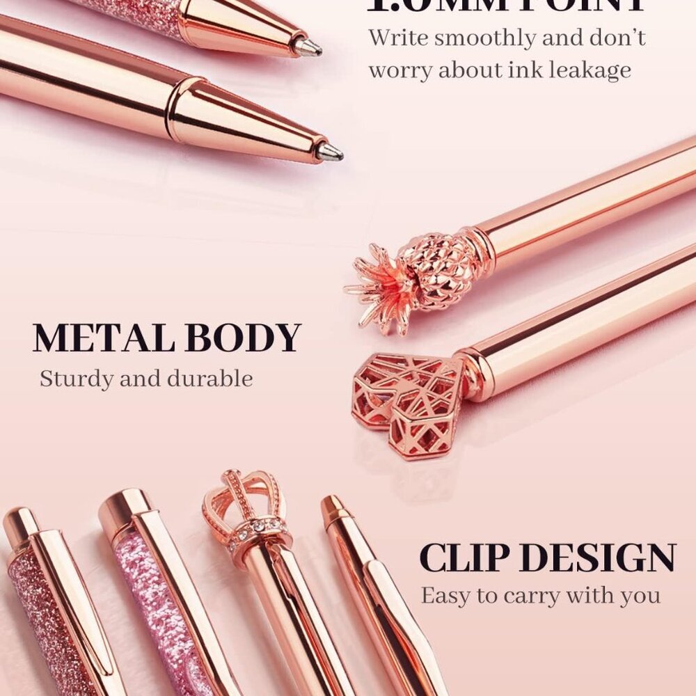 8Pcs Ballpoint Pens Set Metal Crystal Diamond Pen Glitter for Journaling Pen Bli - Picture 7 of 9